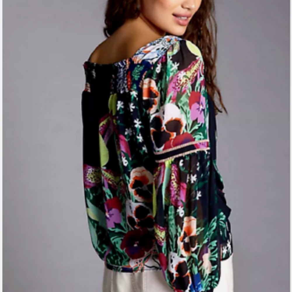 ANTHROPOLOGIE Lil Sire Puff Sleeve Floral Blouse